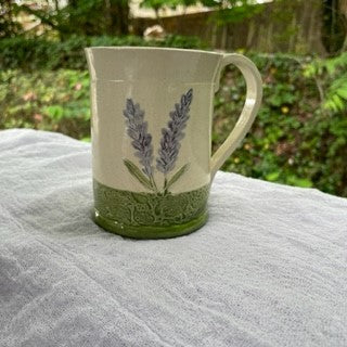 Lavender Print Pottery Mugs
