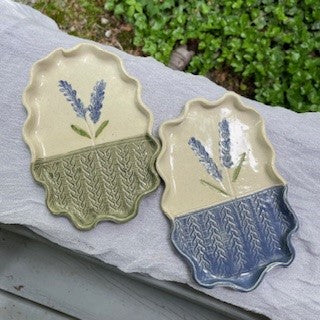Lavender Print Pottery Plates