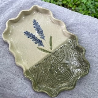 Lavender Print Pottery Plates