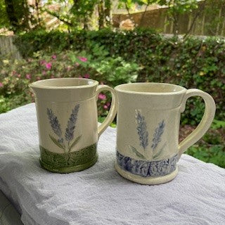 Lavender Print Pottery Mugs